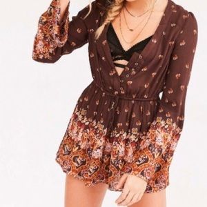 Urban Outfitters Eggplant Bell-Sleeve Romper